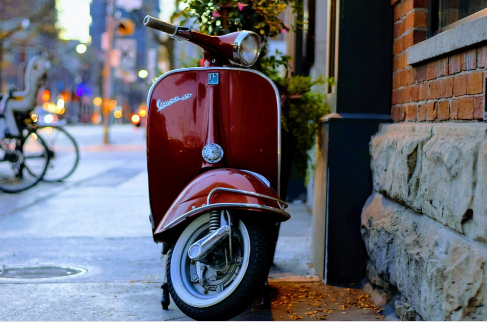 red scooter parked